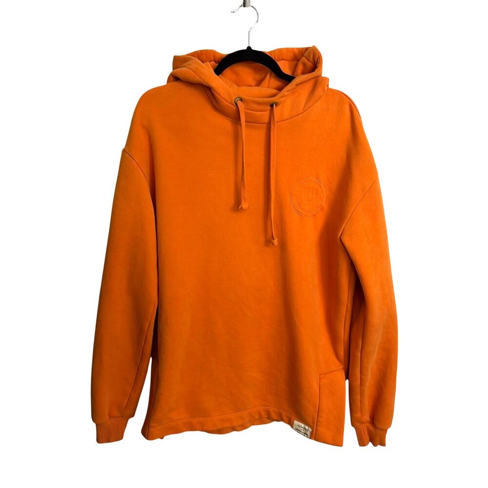 Scotch & Soda Hoodie Mens Medium Orange Fleece Pullover Embroidered Logo